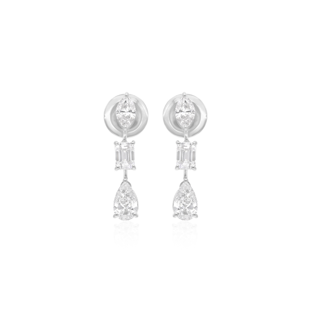 Delicate 1.53Ct Natural Diamond Drop Earrings In Solid Gold