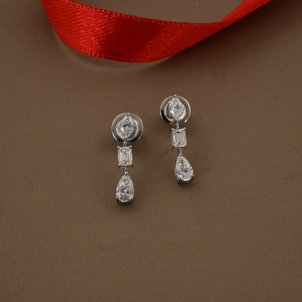 Delicate 1.53Ct Natural Diamond Drop Earrings In Solid Gold