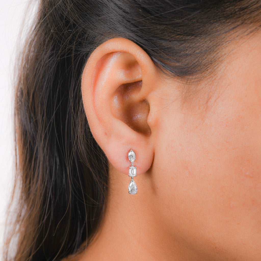 Delicate 1.53Ct Natural Diamond Drop Earrings In Solid Gold