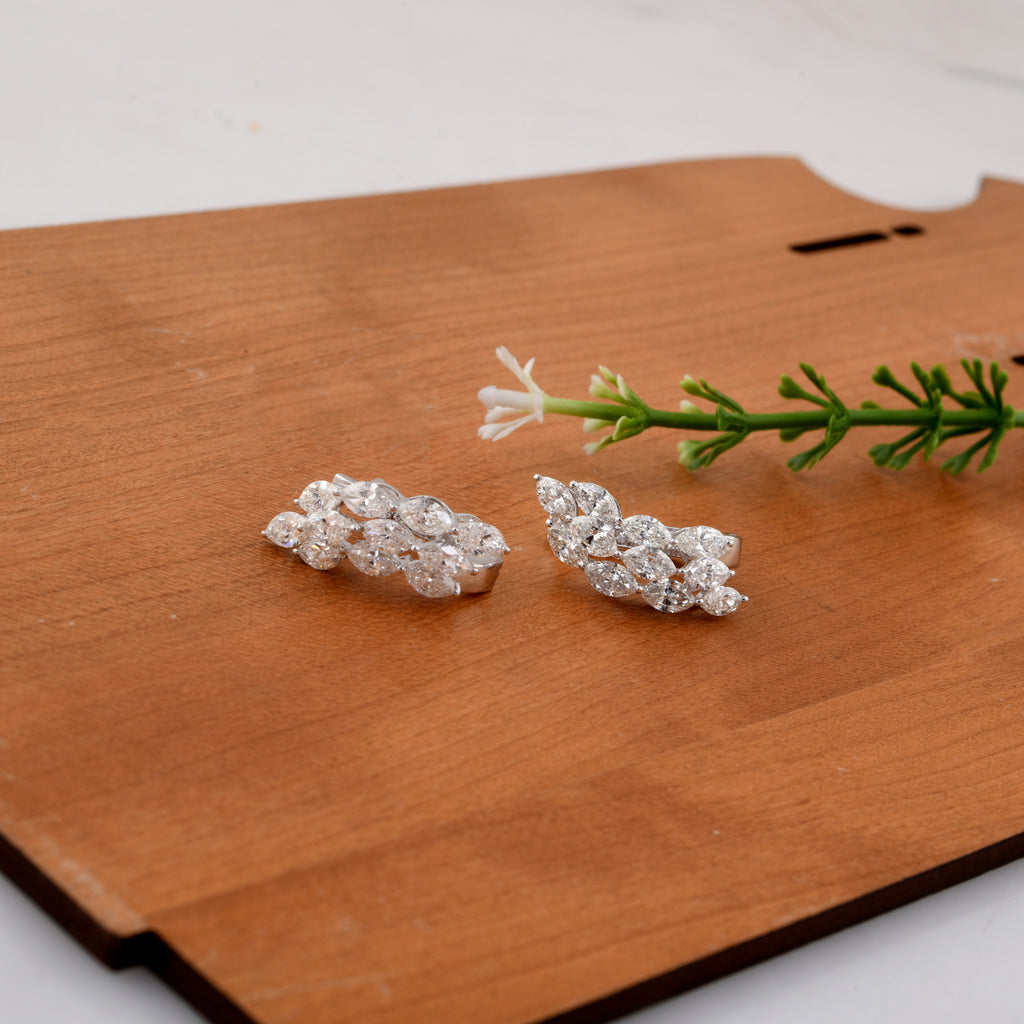 Marquise Cut 4.33Ct Diamond Huggies Hoop Earrings In Solid Gold