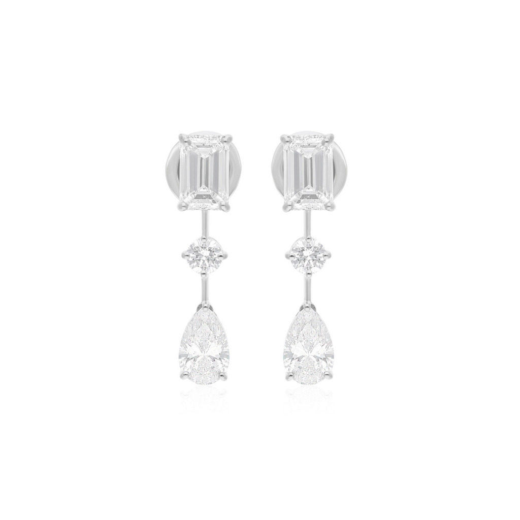 Minimalist 4.46Ct Fancy Cut Natural Diamond Drop Earrings In Solid Gold