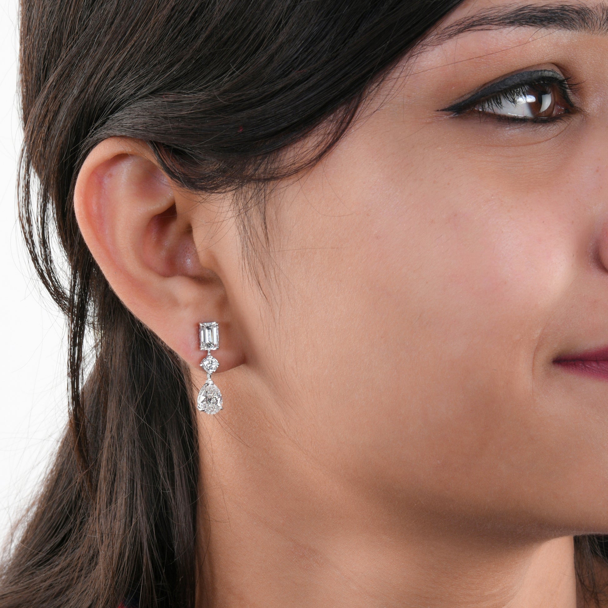 Minimalist 4.46Ct Fancy Cut Natural Diamond Drop Earrings In Solid Gold