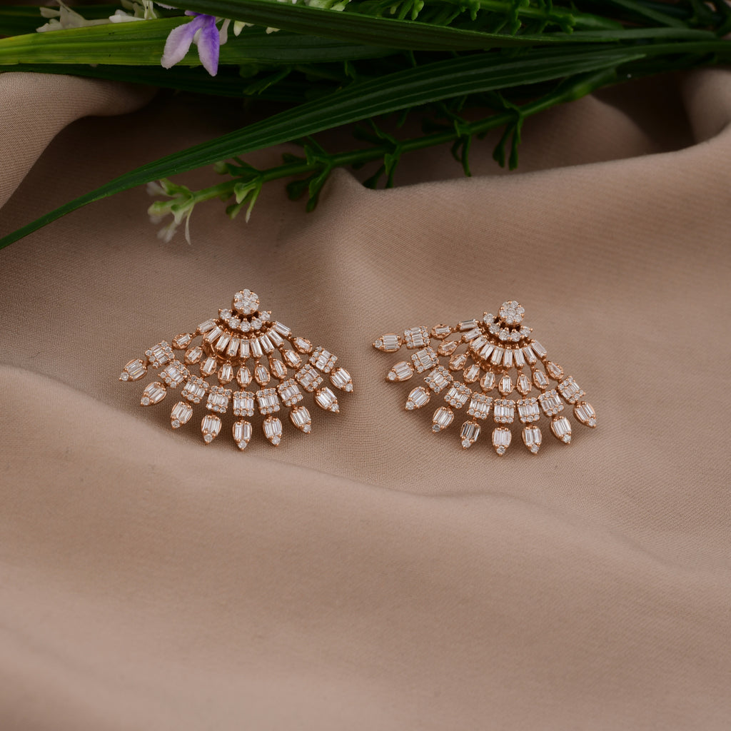 2.25Ct Baguette Cut Natural Diamond Wedding Stud Earrings In Solid Gold