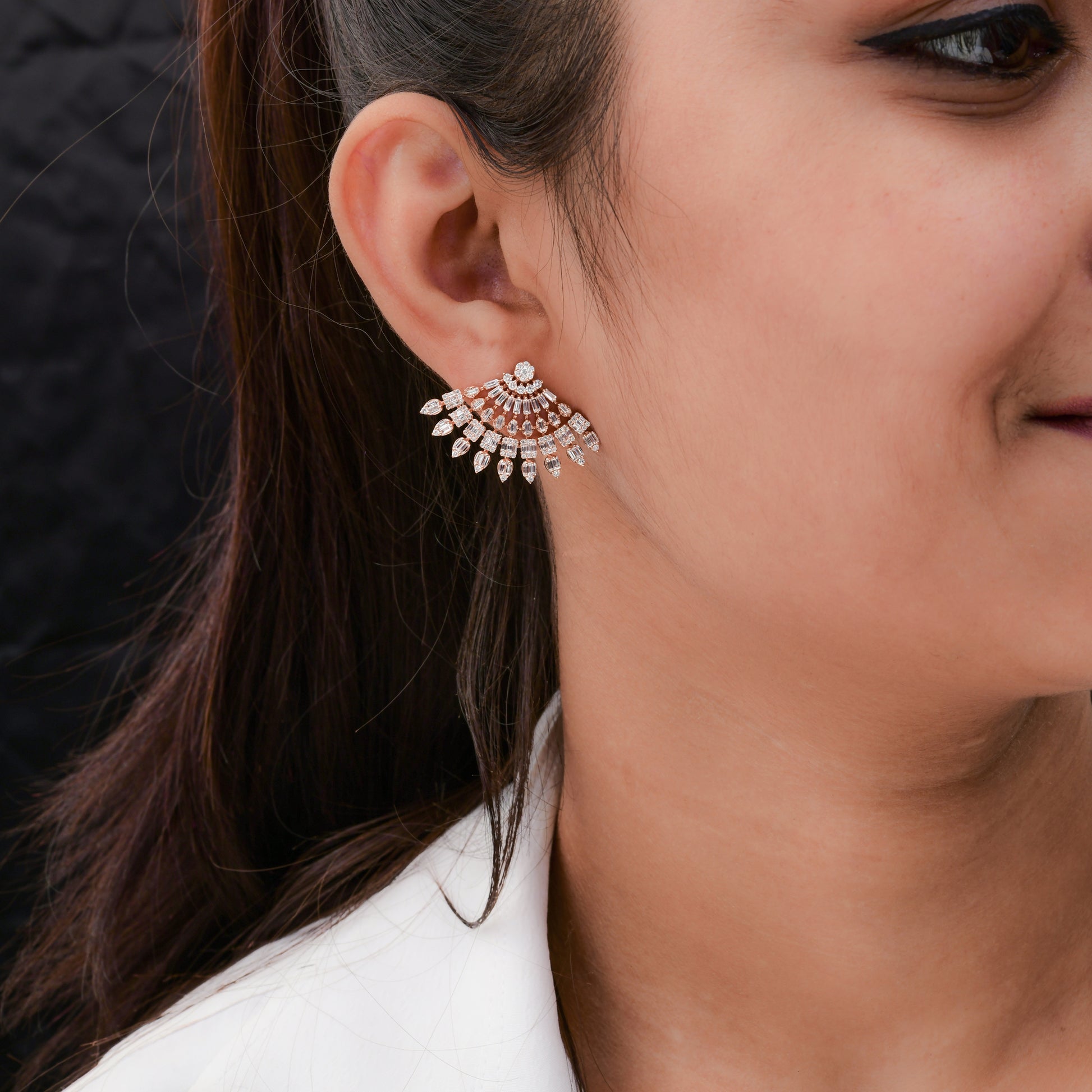 2.25Ct Baguette Cut Natural Diamond Wedding Stud Earrings In Solid Gold