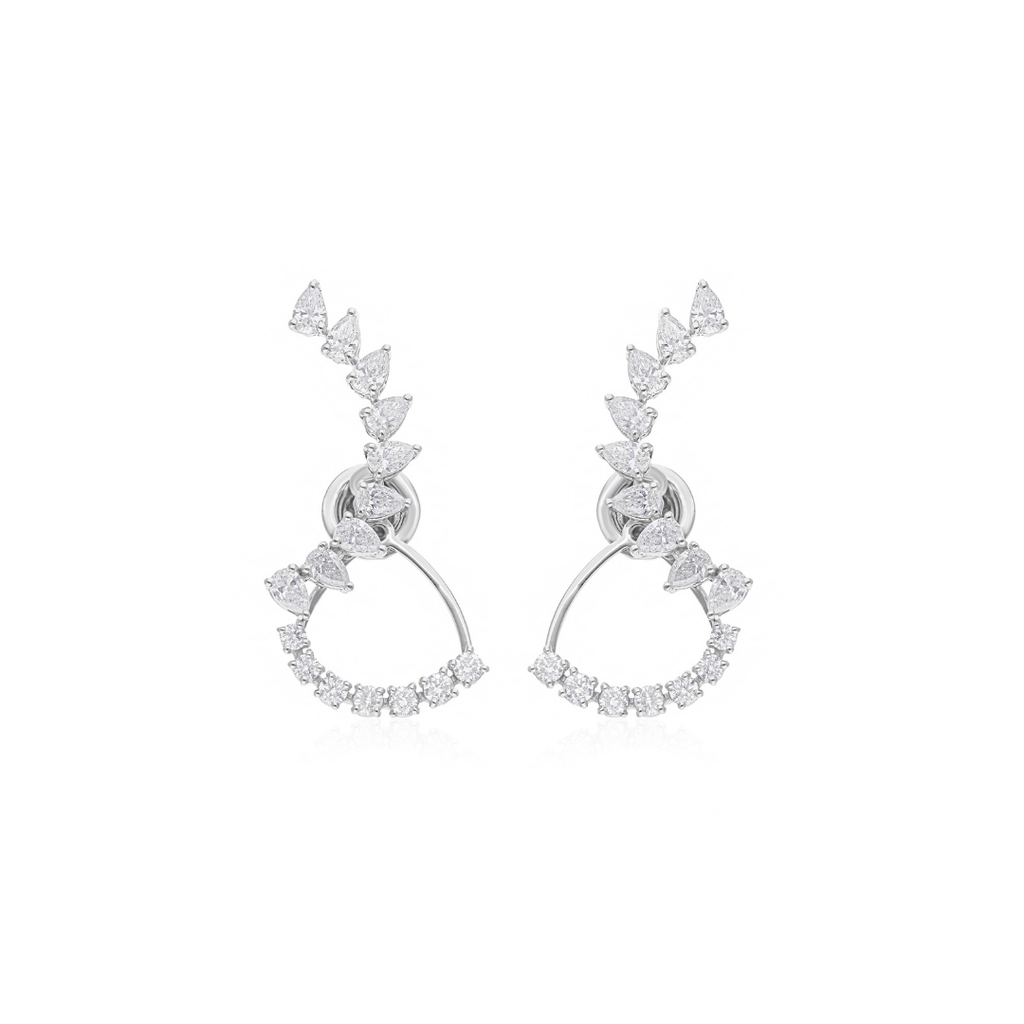 2.01Ct Natural Diamond Ear Jacket Climber Earrings In Fine Gold