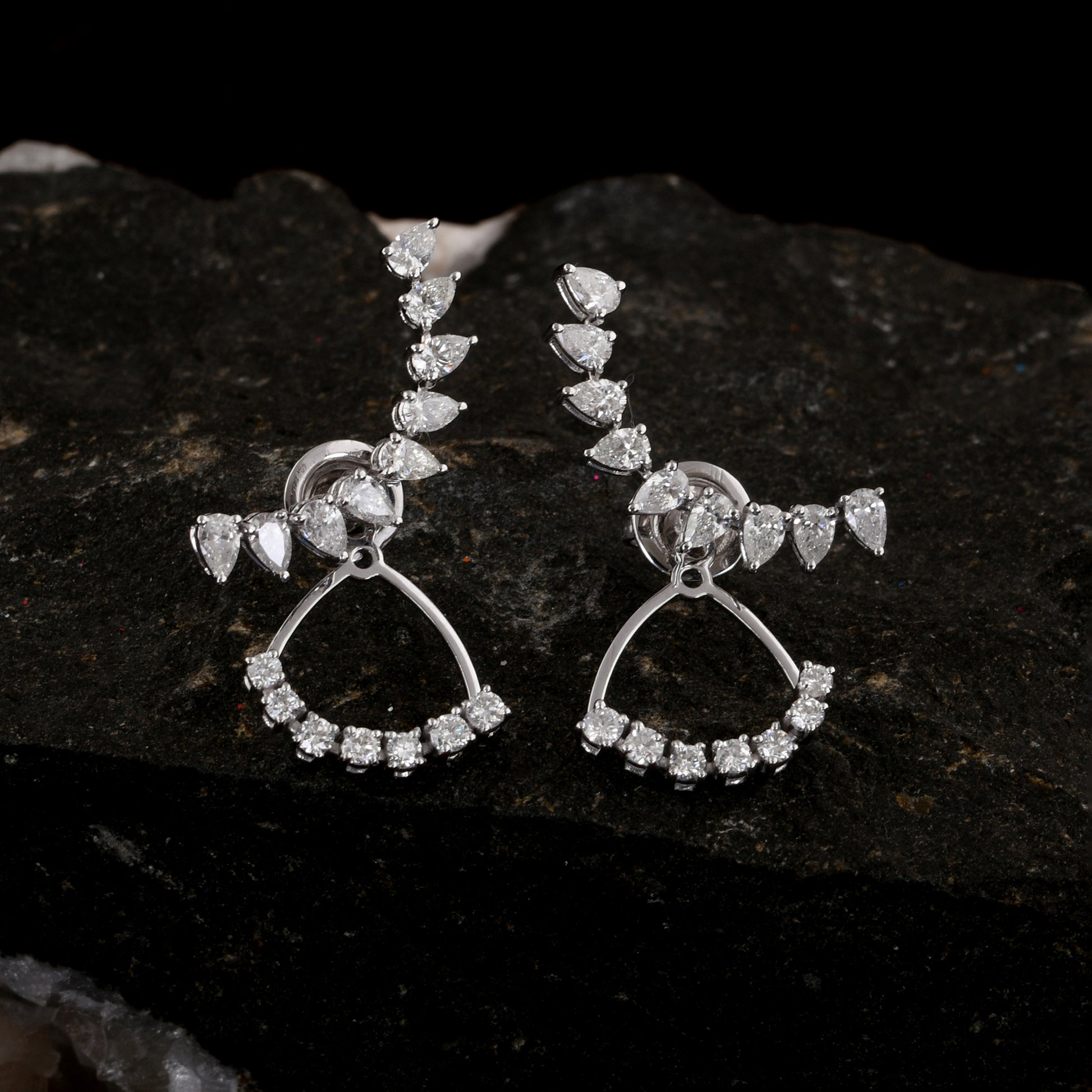 2.01Ct Natural Diamond Ear Jacket Climber Earrings In Fine Gold