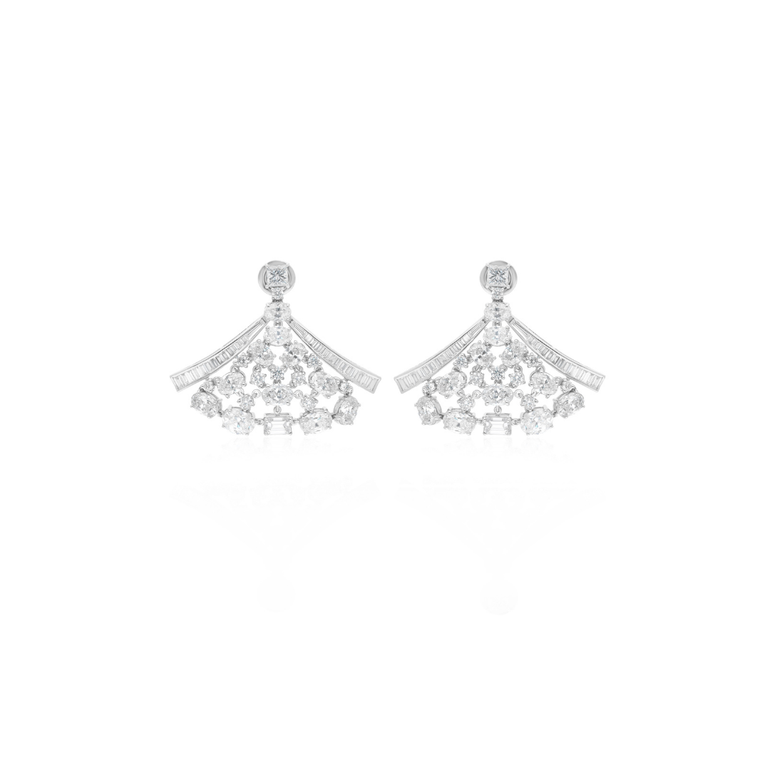 Mixed Cut 12.96Ct Natural Diamond Dangle Drop Earrings In Fine Gold
