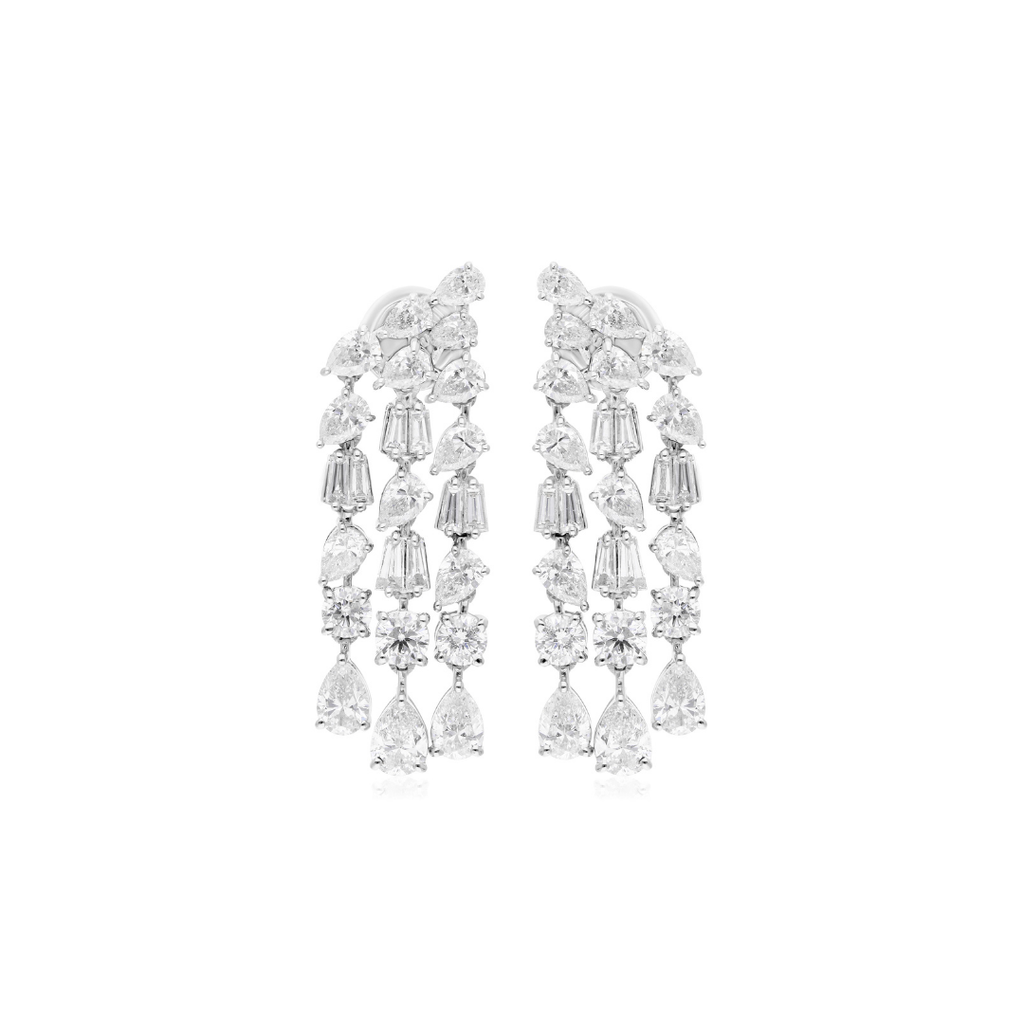 Certified 5.65Ct Natural Diamond Chandelier Dangle Earrings In Fine Gold