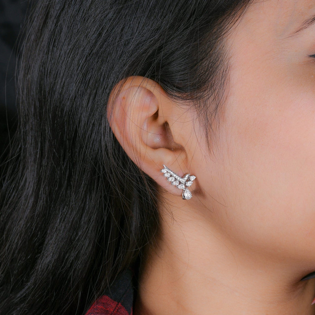 1.89Ct Genuine Natural Diamond Drop Stud Earrings In Solid Gold