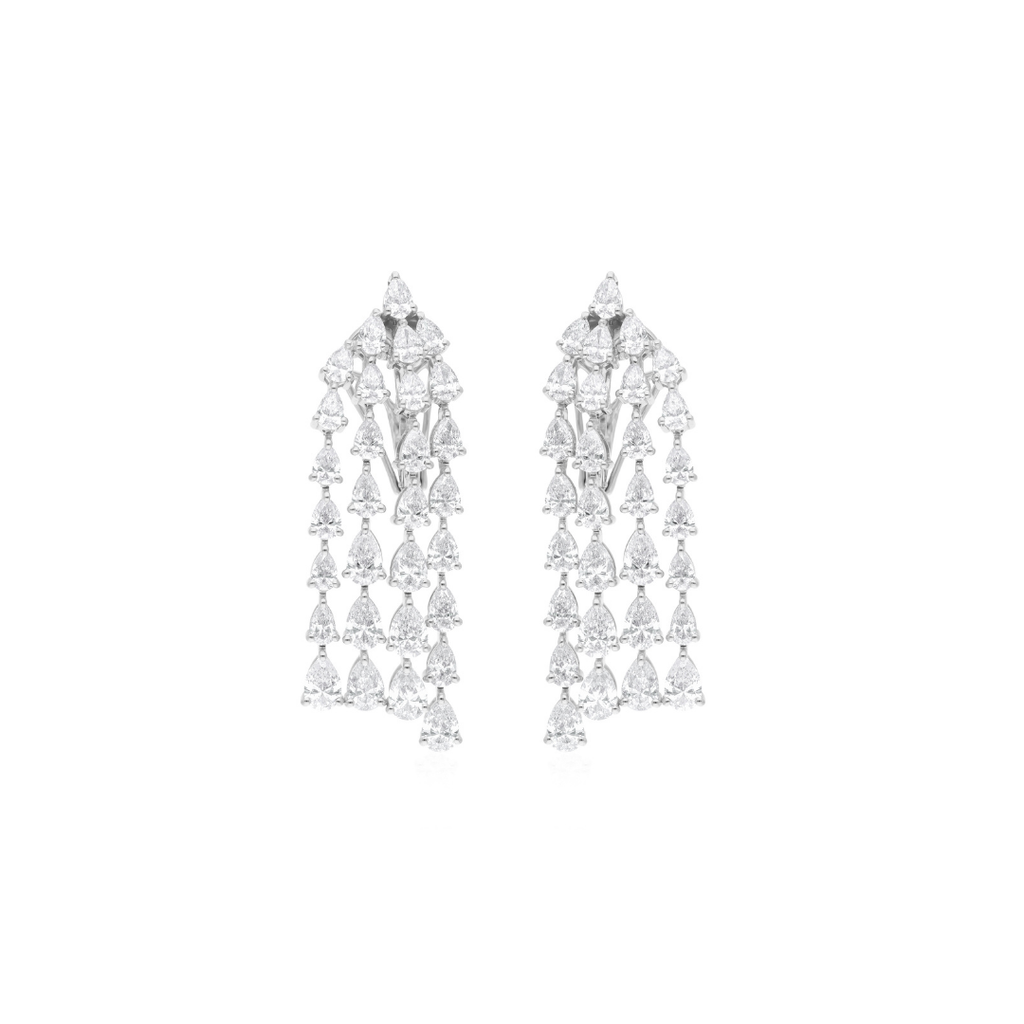 Genuine 7.8Ct Pear Cut Natural Diamond Dangle Drop Earrings In Solid Gold