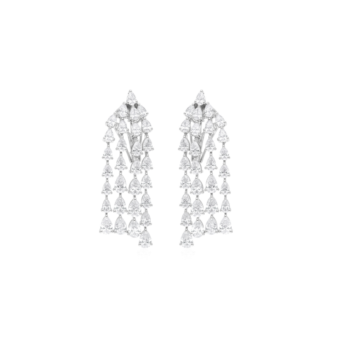 Genuine 7.8Ct Pear Cut Natural Diamond Dangle Drop Earrings In Solid Gold