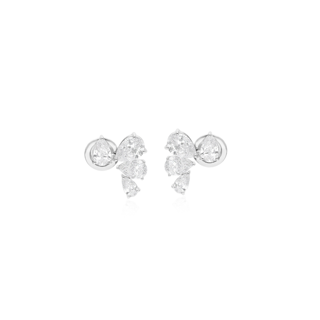 Delicate Genuine 2.88Ct SI/HI Diamond Stud Earrings In Fine Gold