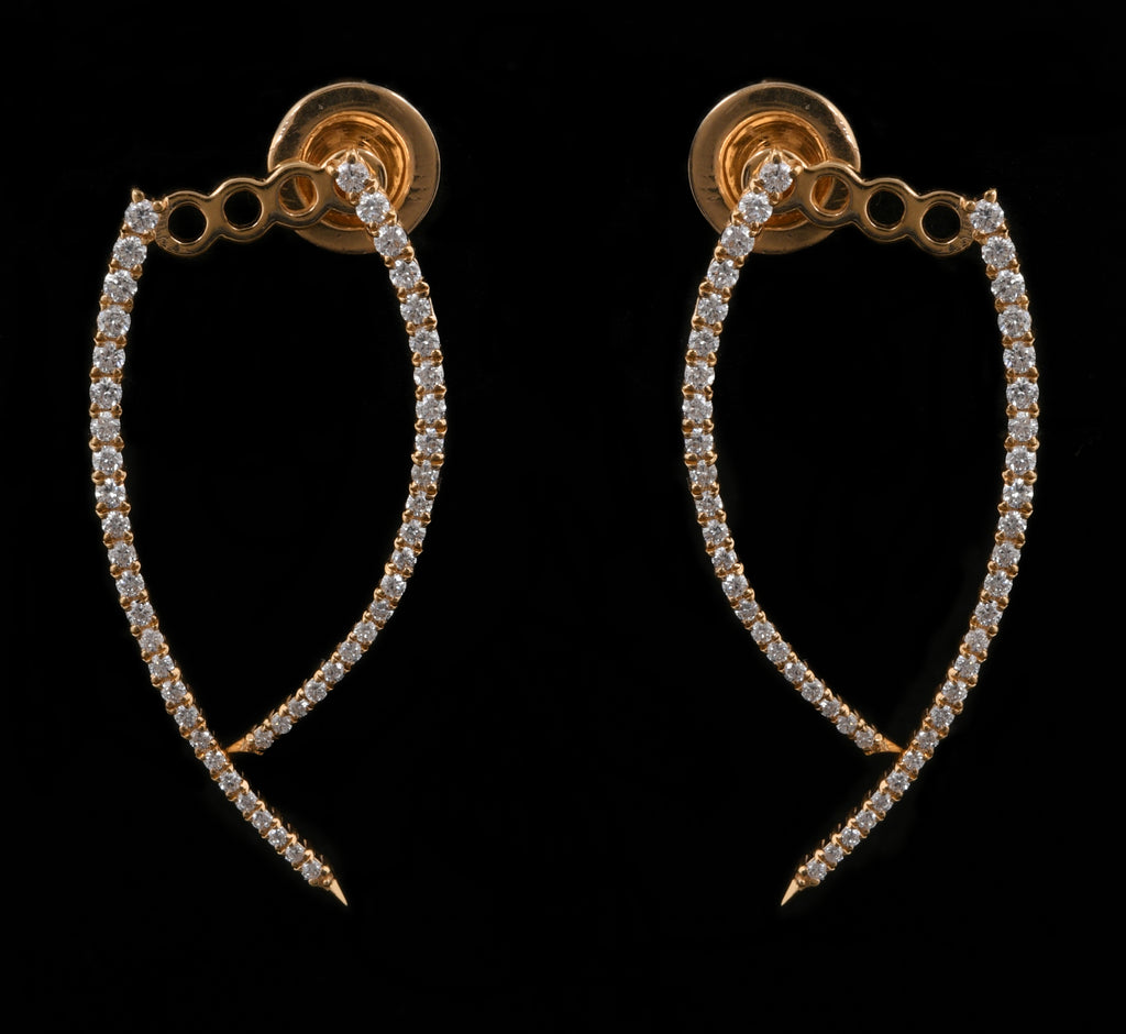 Unique Design Fine Gold Round Cut Pave Diamond Jacket Earrings