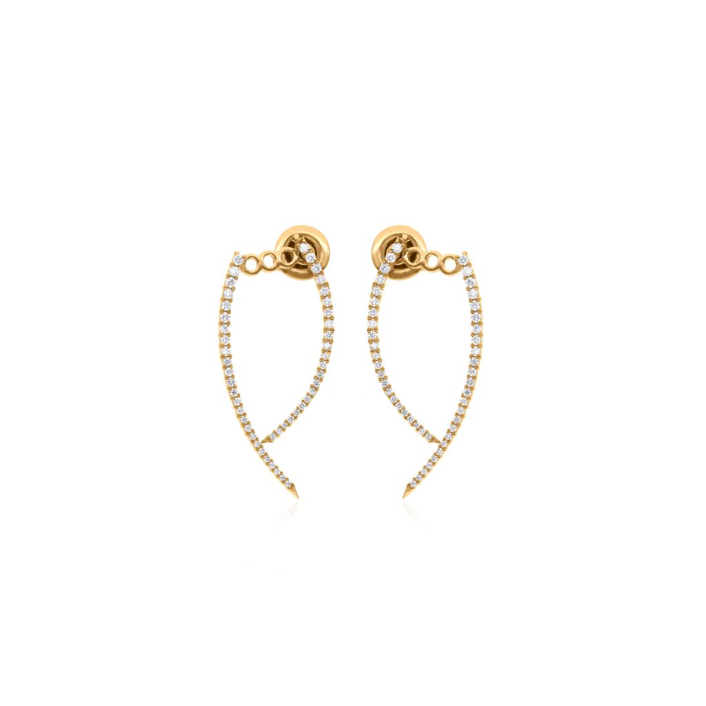 Unique Design Fine Gold Round Cut Pave Diamond Jacket Earrings