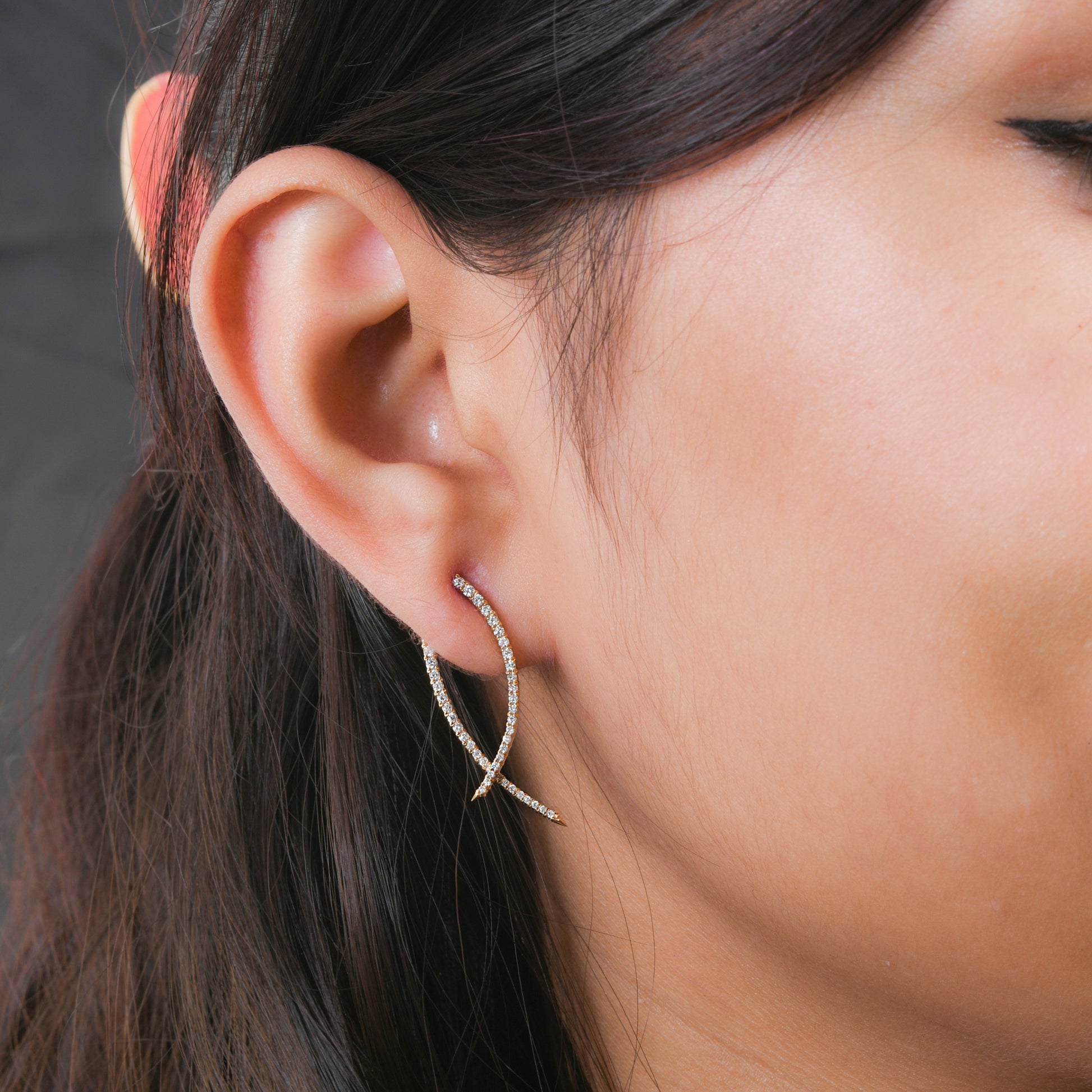 Unique Design Fine Gold Round Cut Pave Diamond Jacket Earrings