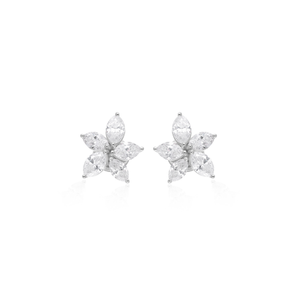 2.60 Carat SI/HI Real Marquise Diamond Cluster Stud Earrings Gold Jewelry