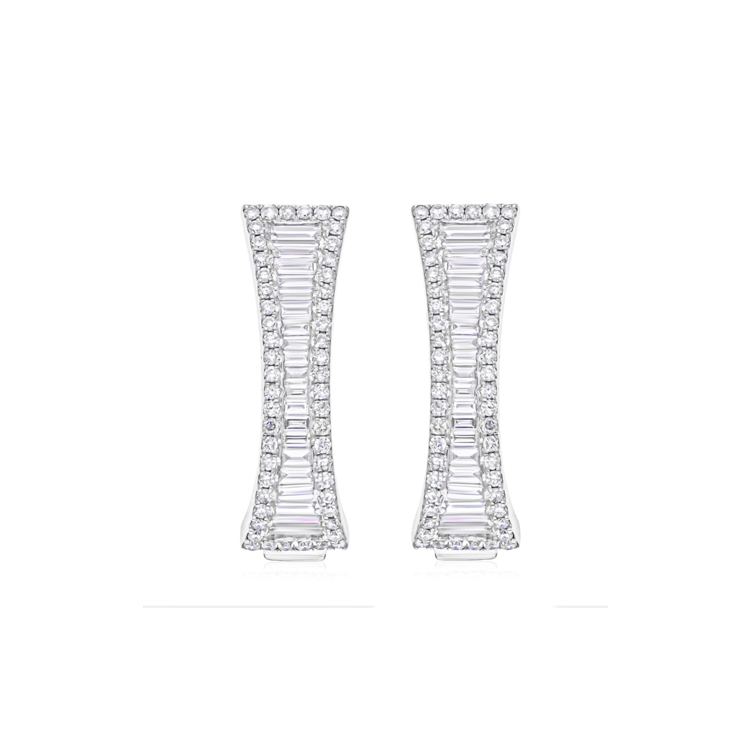 1 Ct. Baguette & Round Diamond Hoop Earrings for Special Occasions