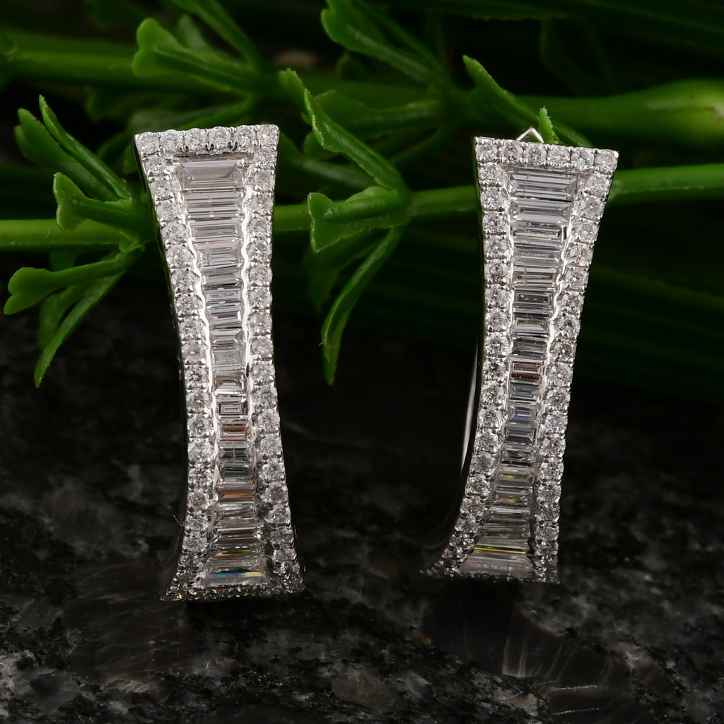 1 Ct. Baguette & Round Diamond Hoop Earrings for Special Occasions