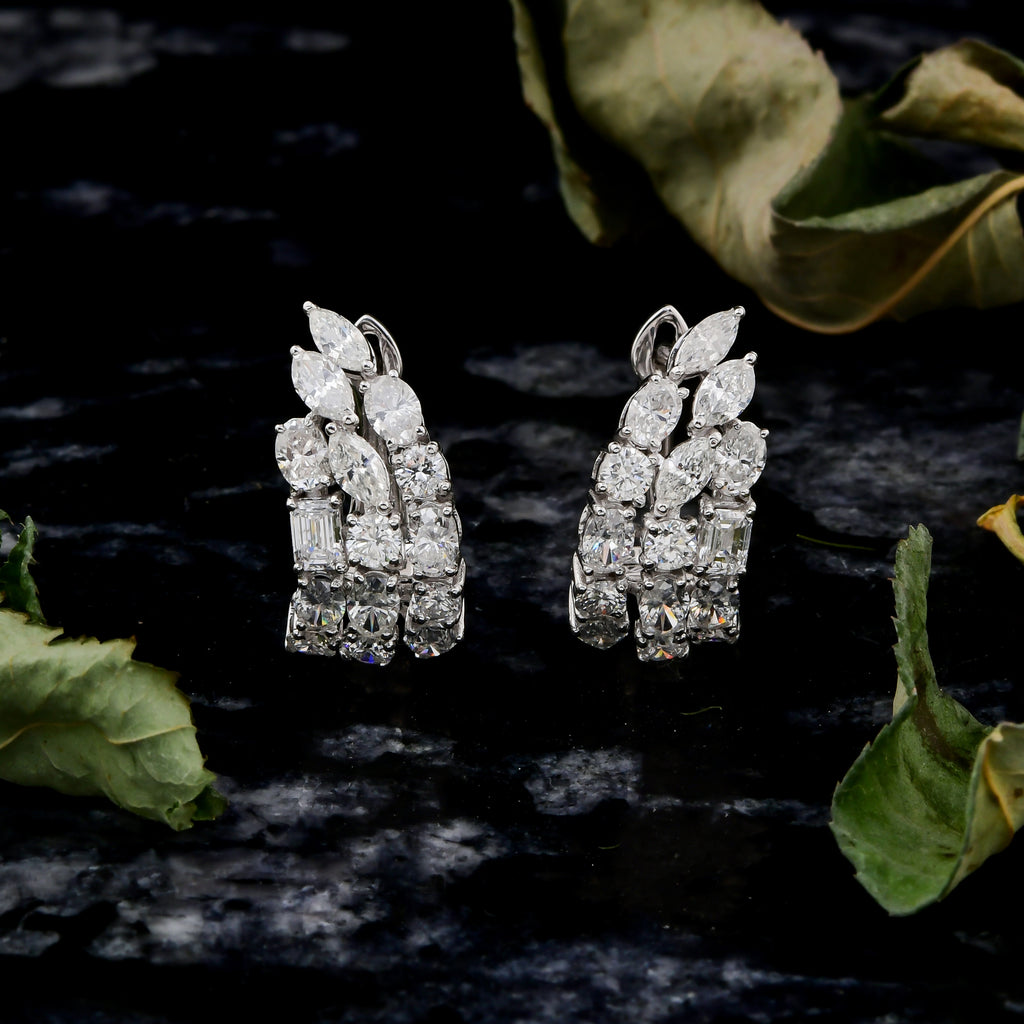 2.86Ct SI/HI Multi Shape Diamond Huggie Earrings Solid Gold Jewelry