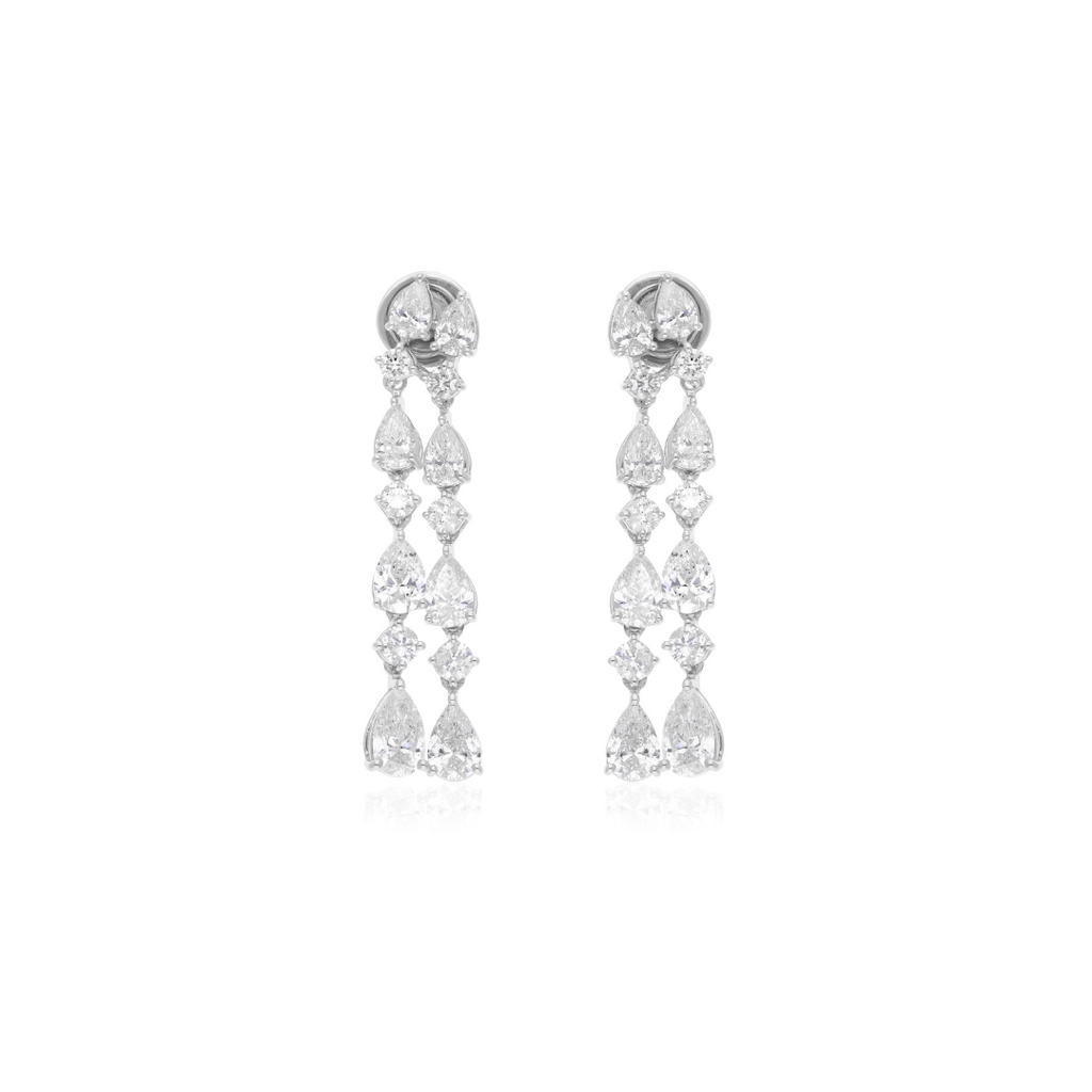 4.78 Carat SI/HI Pear Diamond Dangle Drop Earrings in Fine Gold