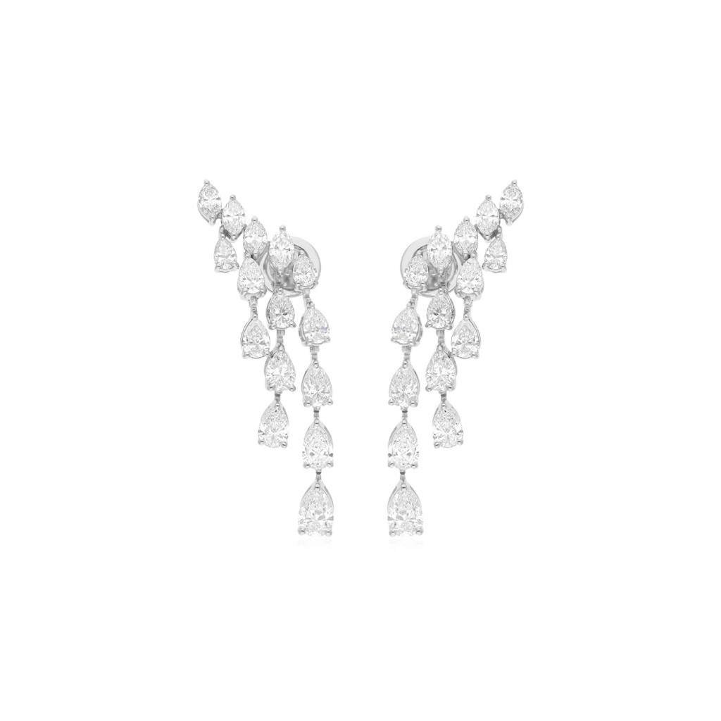 Natural Pear Marquise Cut Diamond 4.72 Carat Dangle Drop Gold Earrings