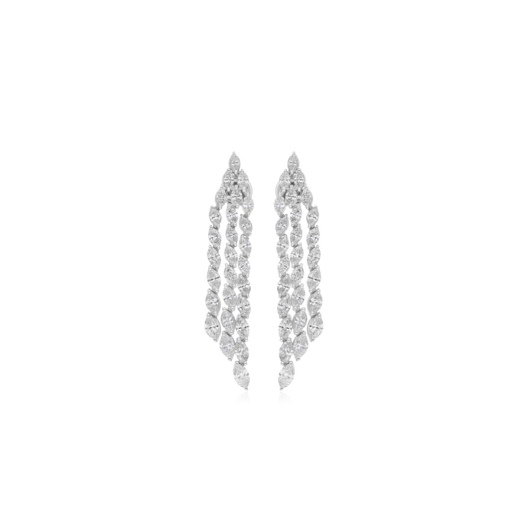 7.53 Carat SI Clarity HI Color Marquise Cut Natural Diamond Chandelier Earrings