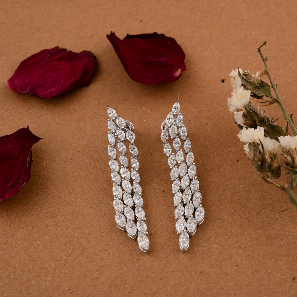 7.53 Carat SI Clarity HI Color Marquise Cut Natural Diamond Chandelier Earrings