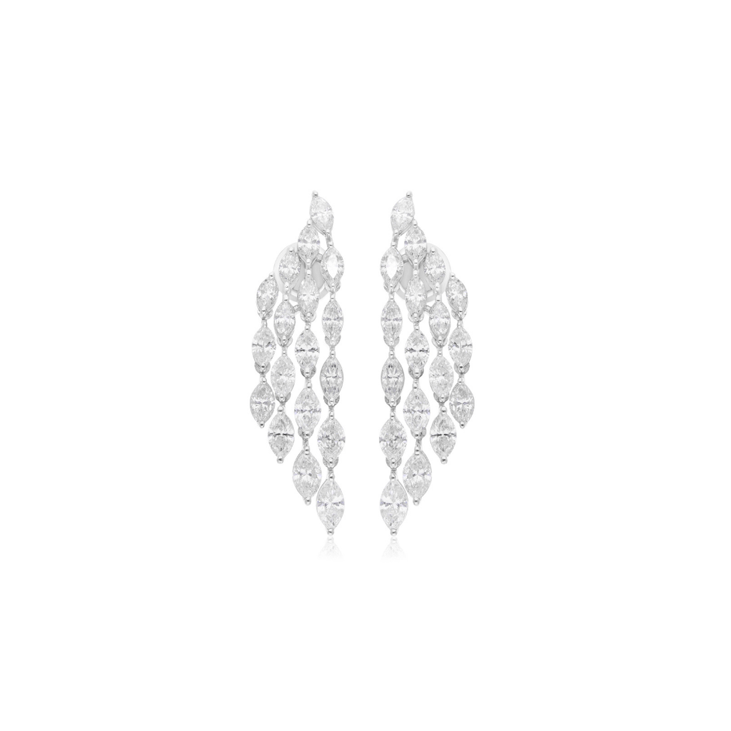 5.35 Carat Real SI/HI Marquise Cut Diamond Solid Gold Dangle Earrings