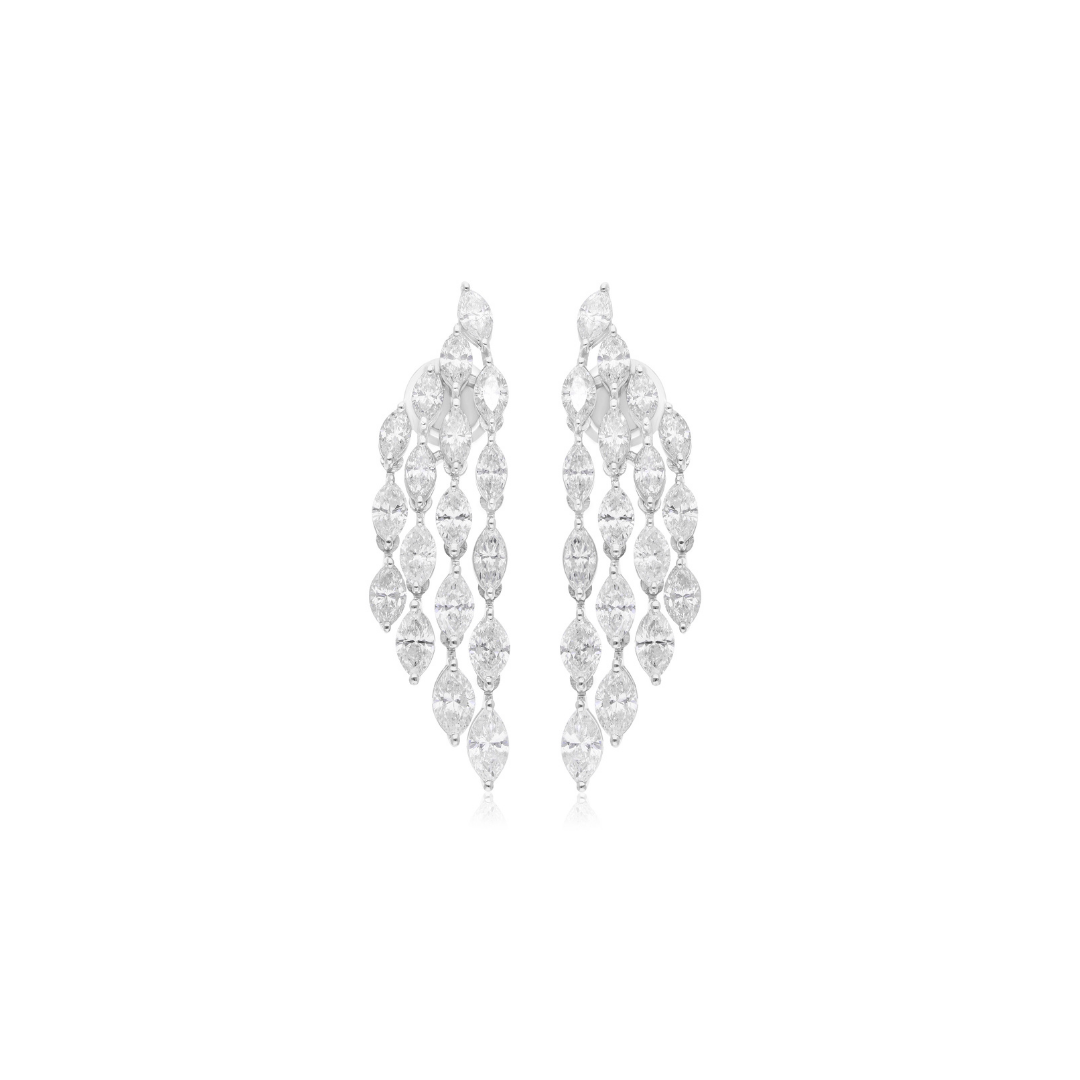 5.35 Carat Real SI/HI Marquise Cut Diamond Solid Gold Dangle Earrings
