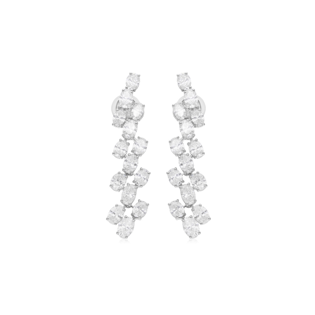 5.89Ct Oval Shape Natural Diamond Dangle Drop Earrings In Fine Gold