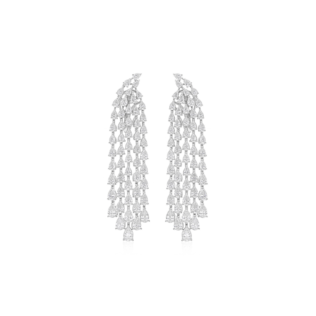 Certified 7.57 Carat Natural Pear Cut Diamond Chandelier Dangle Earrings