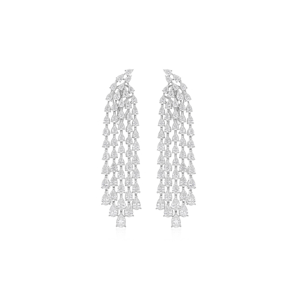 Certified 7.57 Carat Natural Pear Cut Diamond Chandelier Dangle Earrings