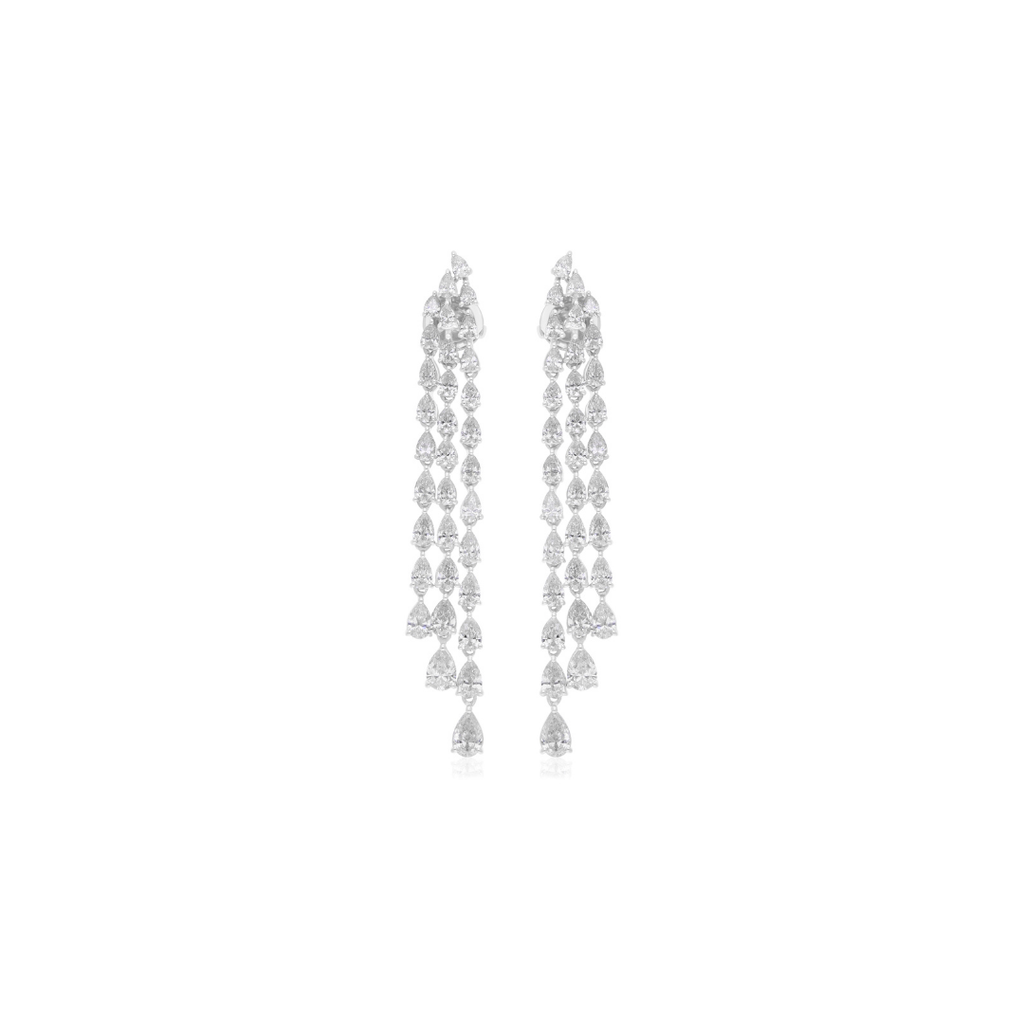 Statement 5.75 Carat Pear Cut Diamond Chandelier Dangle Drop Earrings