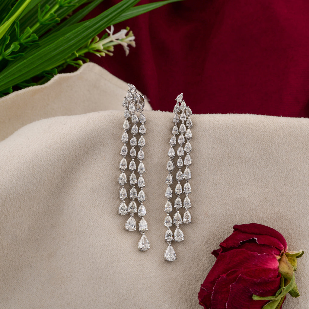 Statement 5.75 Carat Pear Cut Diamond Chandelier Dangle Drop Earrings