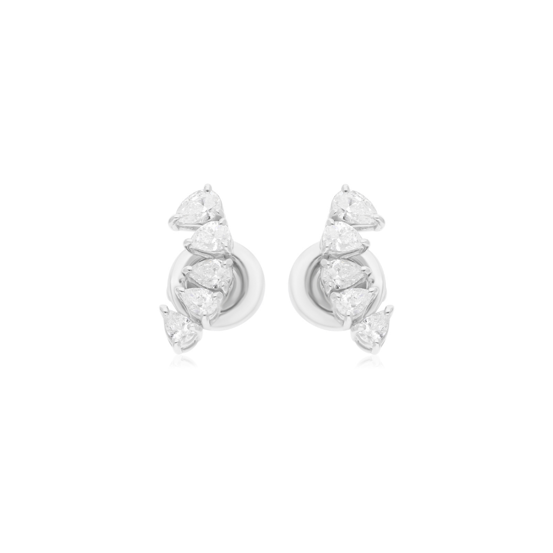 Minimalist Pear Shape Natural Diamond Gold Stud Earrings