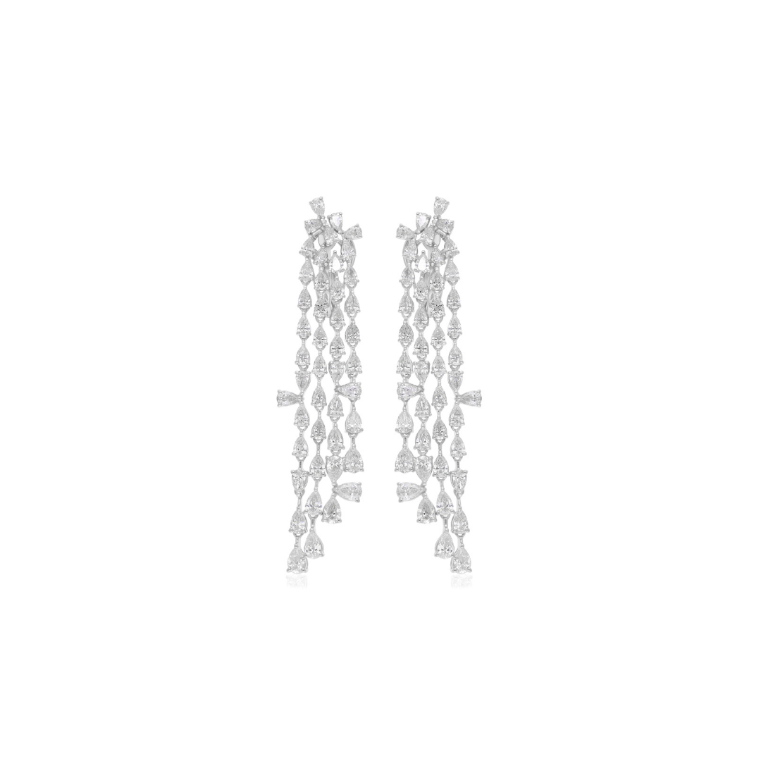 Natural Diamond 6.60 Carat Pear Cut Chandelier Waterfall Dangle Earrings