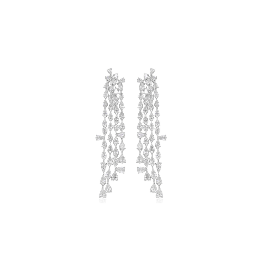 Natural Diamond 6.60 Carat Pear Cut Chandelier Waterfall Dangle Earrings