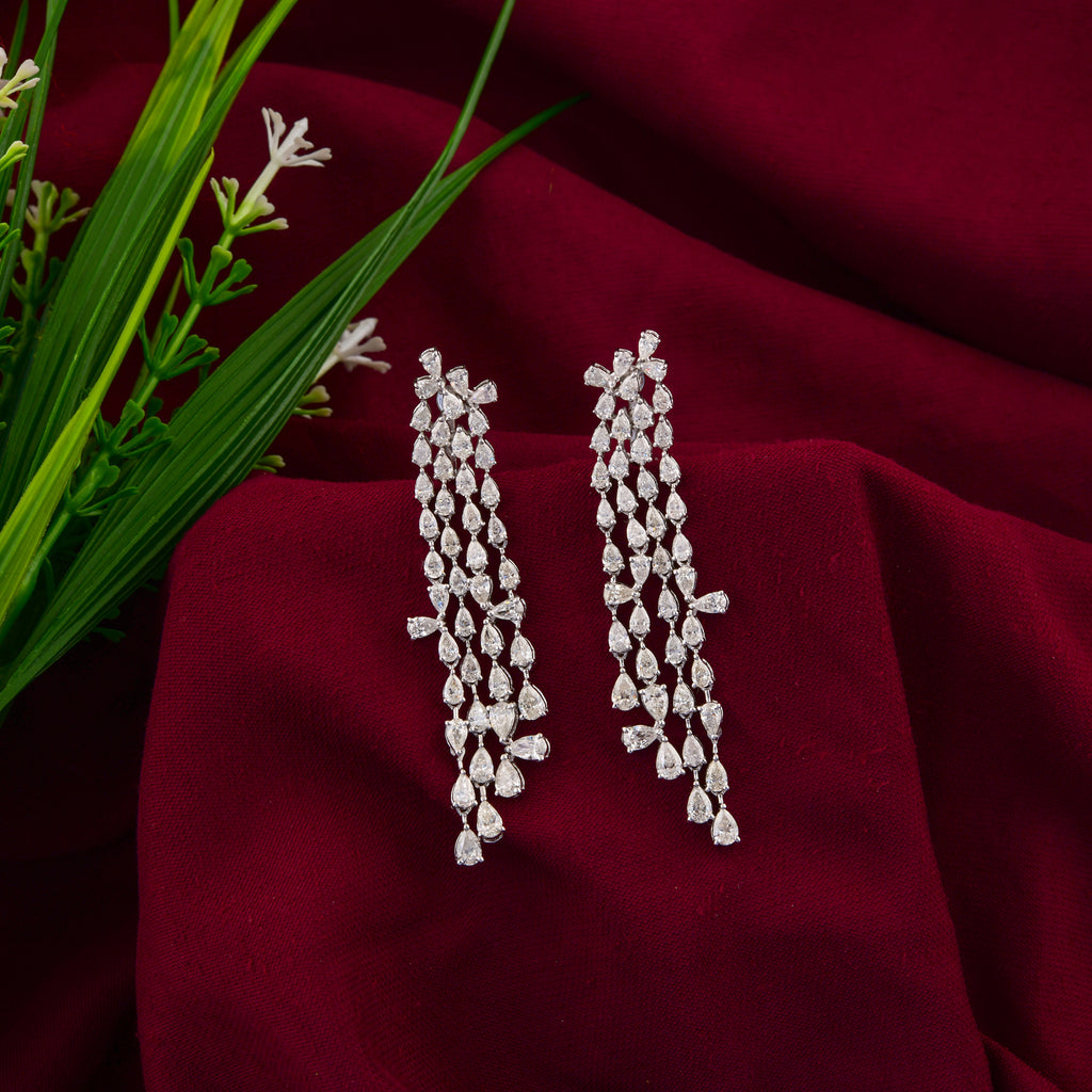 Natural Diamond 6.60 Carat Pear Cut Chandelier Waterfall Dangle Earrings
