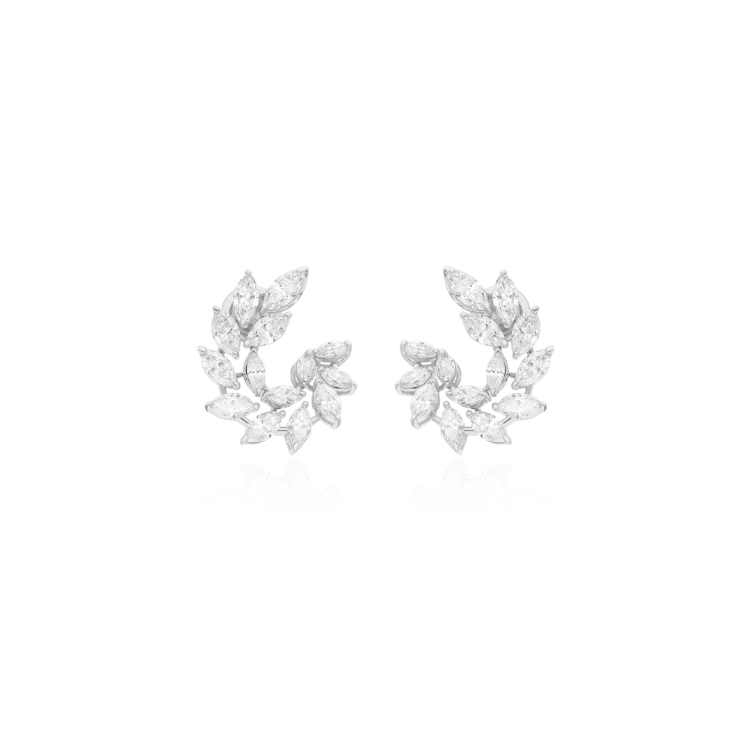 4.83 Carat Natural Marquise Diamond Gold Cluster Stud Earrings