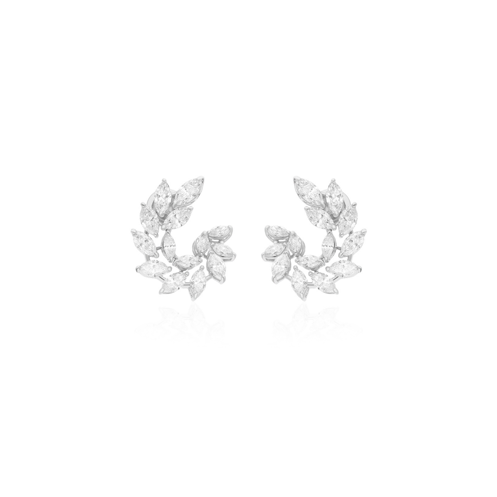 4.83 Carat Natural Marquise Diamond Gold Cluster Stud Earrings