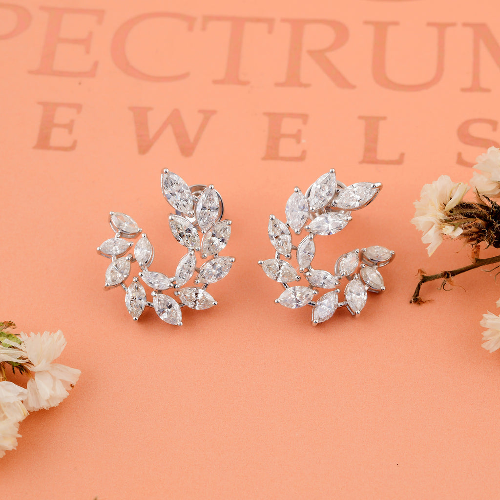 4.83 Carat Natural Marquise Diamond Gold Cluster Stud Earrings