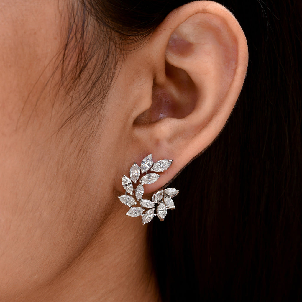 4.83 Carat Natural Marquise Diamond Gold Cluster Stud Earrings