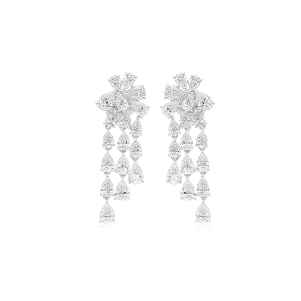 5.15 Carat SI Clarity HI Color Pear Diamond Dangle Drop Earrings