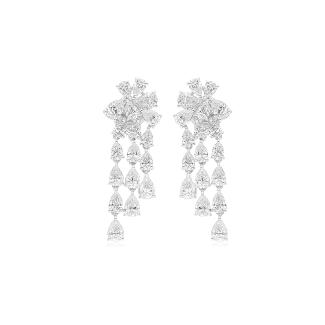 5.15 Carat SI Clarity HI Color Pear Diamond Dangle Drop Earrings