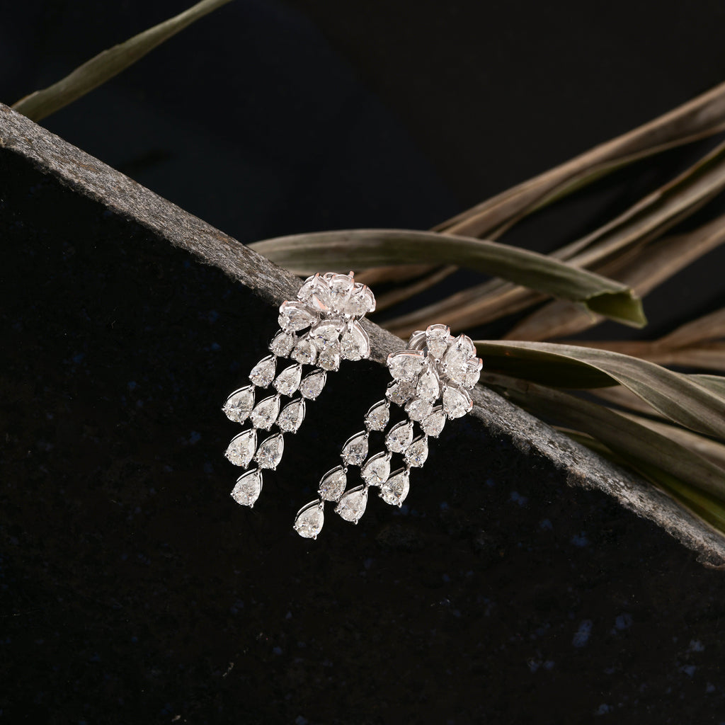 5.15 Carat SI Clarity HI Color Pear Diamond Dangle Drop Earrings