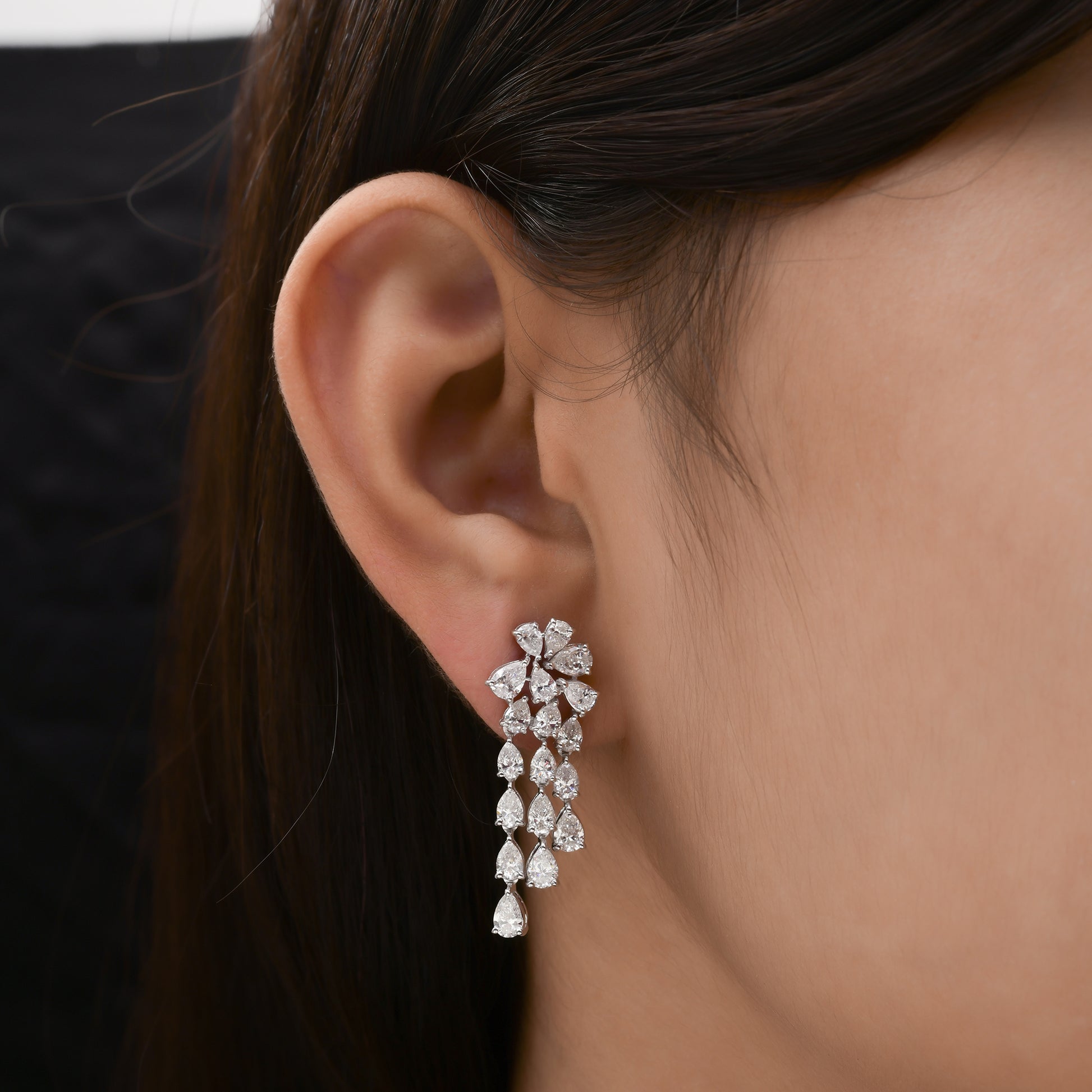 5.15 Carat SI Clarity HI Color Pear Diamond Dangle Drop Earrings