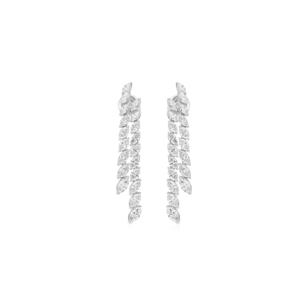 5.05Ct Marquise Shape Diamond Dangle Drop Earrings In Fine Gold
