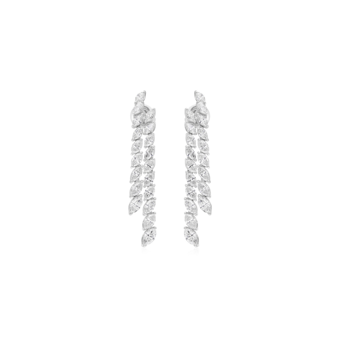 5.05Ct Marquise Shape Diamond Dangle Drop Earrings In Fine Gold