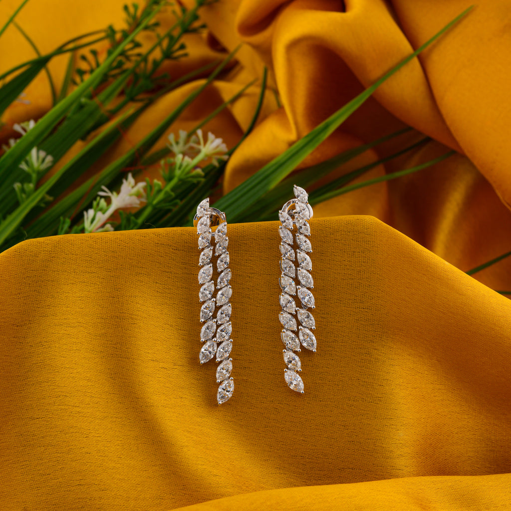 5.05Ct Marquise Shape Diamond Dangle Drop Earrings In Fine Gold