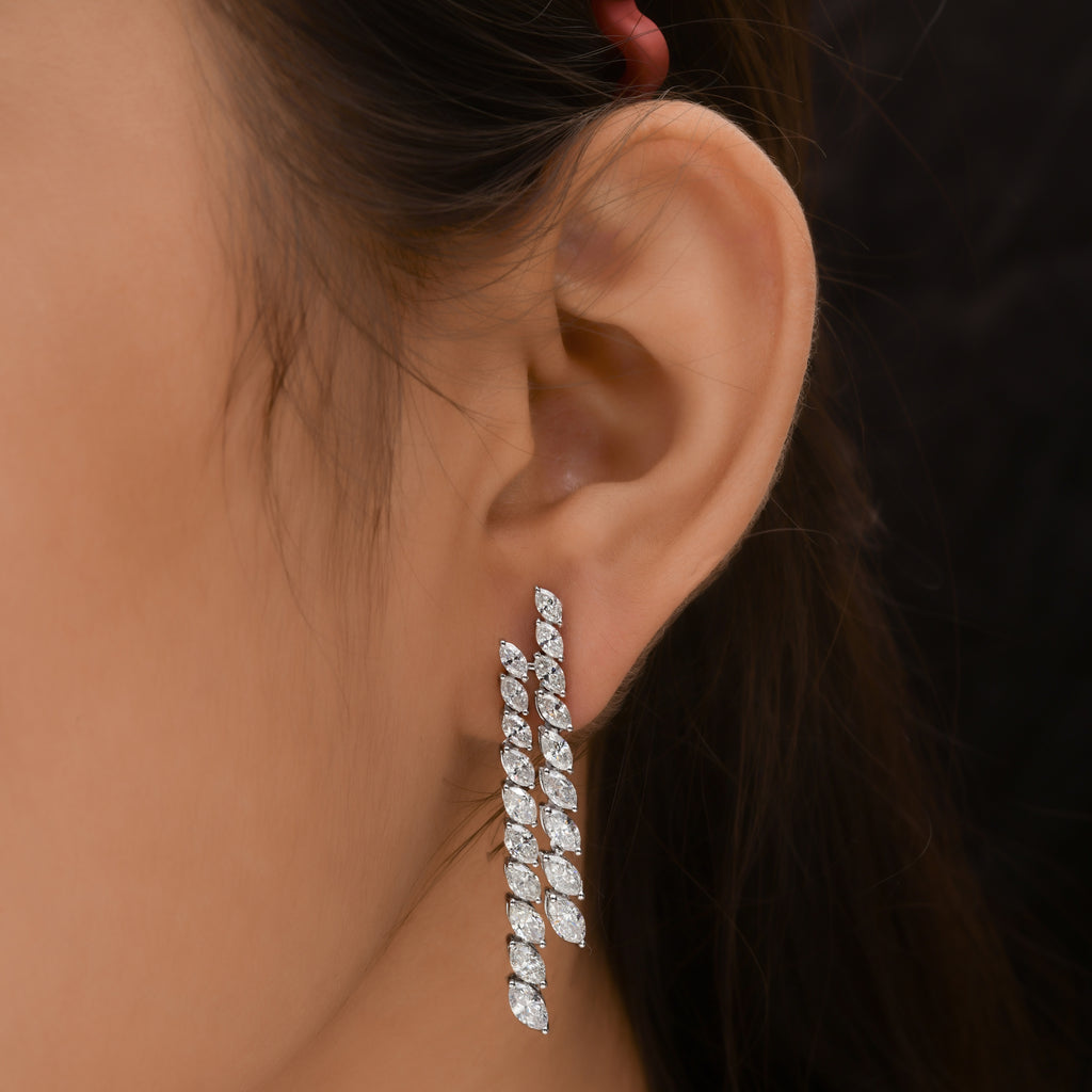 5.05Ct Marquise Shape Diamond Dangle Drop Earrings In Fine Gold